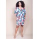 Vestido Curto Plano Morcego Estampa Floresce