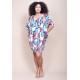 Vestido Curto Plano Morcego Estampa Floresce