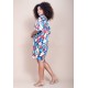 Vestido Curto Plano Morcego Estampa Floresce