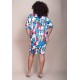 Vestido Curto Plano Morcego Estampa Floresce