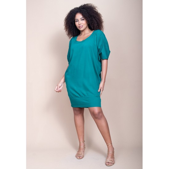 Vestido Curto Plano Morcego Verde