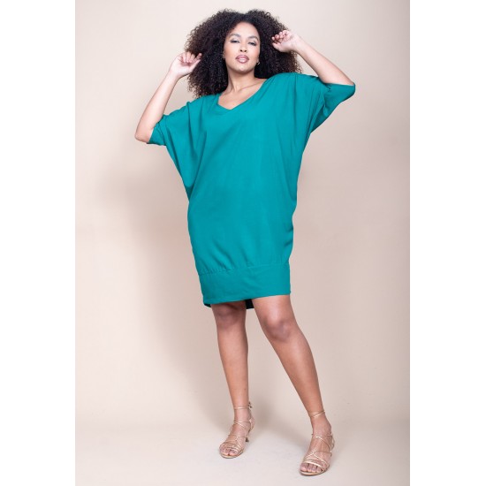 Vestido Curto Plano Morcego Verde