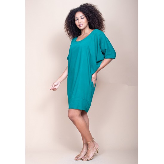 Vestido Curto Plano Morcego Verde