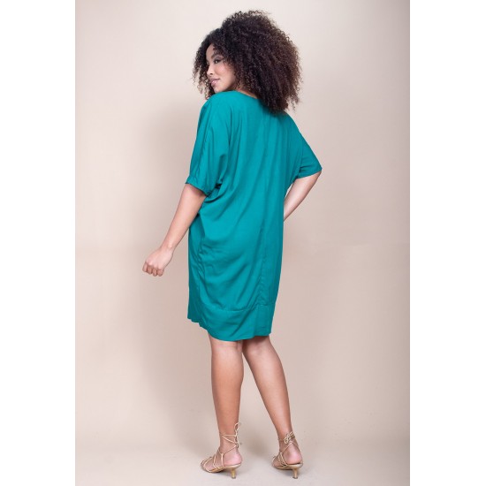 Vestido Curto Plano Morcego Verde