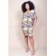 Vestido Curto Plano Morcego Estampa Cores Vibrante