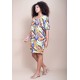 Vestido Curto Plano Morcego Estampa Cores Vibrante
