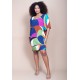 Vestido Curto Plano Morcego Estampa Jardim Azul