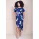 Vestido Midi Plano Estampa Festa das Flores Azul