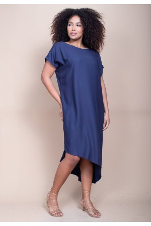 Vestido Midi Plano Azul Marinho
