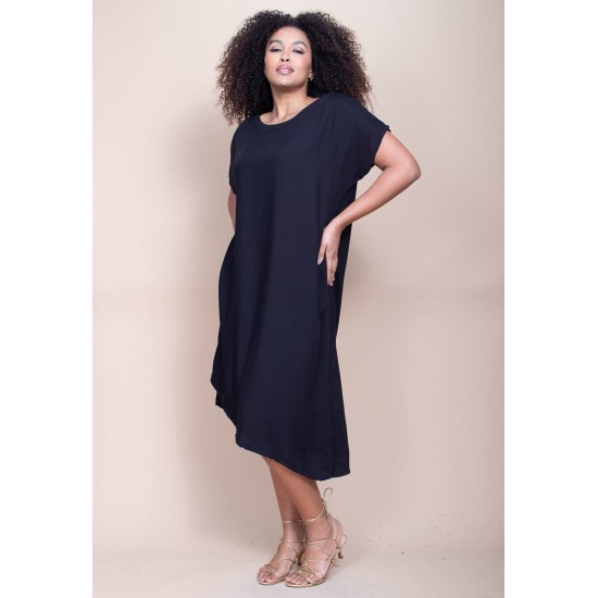 Vestido Midi Plano Preto