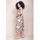 Vestido Midi Plano Estampa Cores Vibrantes