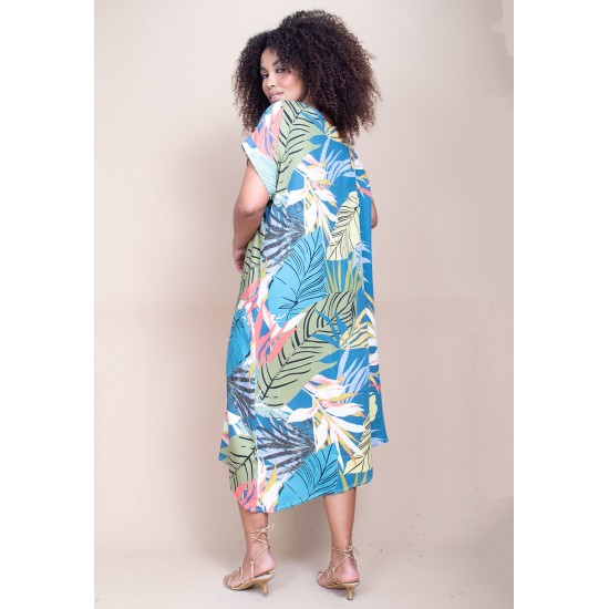 Vestido Midi Plano Estampa Brisa Botânica