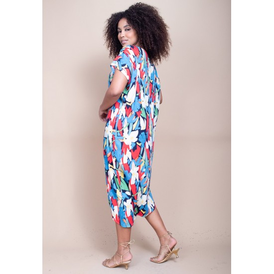 Vestido Midi Plano Estampa Floresce