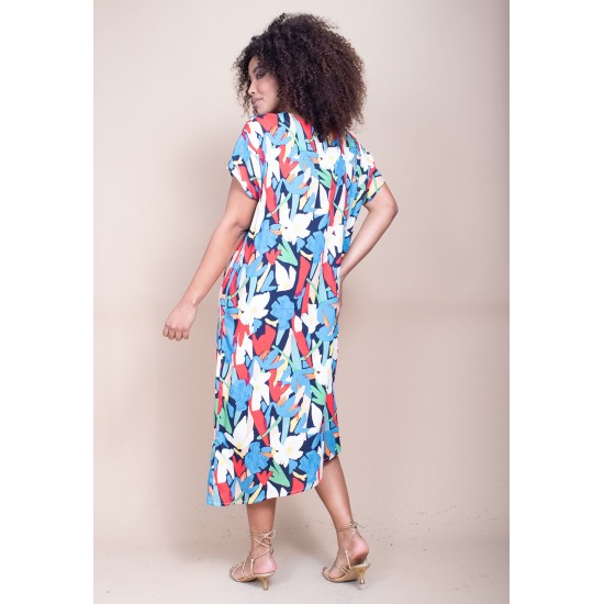 Vestido Midi Plano Estampa Floresce