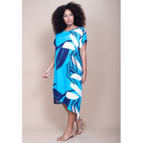 Vestido Midi Plano Estampa Imbé Blue