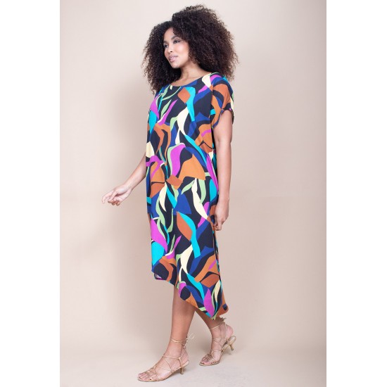 Vestido Midi Plano Estampa Aurora Urbana