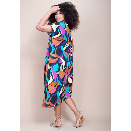 Vestido Midi Plano Estampa Aurora Urbana