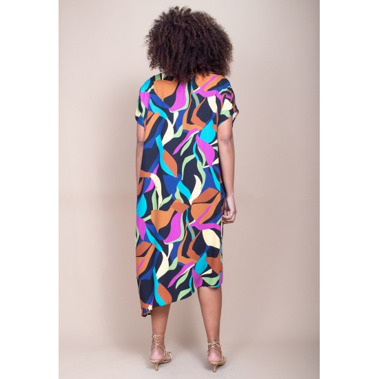 Vestido Midi Plano Estampa Aurora Urbana