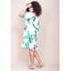 Vestido Curto Mullet Ombro a Ombro Estampa Folhagem Poética