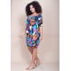Vestido Curto Plano Morcego Estampa Aurora Urbana