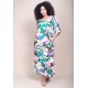 Vestido Midi Abapã Plano com Bolso Estampa Encanto Botânico