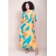 Vestido Midi Abapã Plano com Bolso Estampa Aurora Botânica