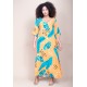 Vestido Midi Abapã Plano com Bolso Estampa Aurora Botânica