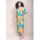 Vestido Midi Abapã Plano com Bolso Estampa Aurora Botânica
