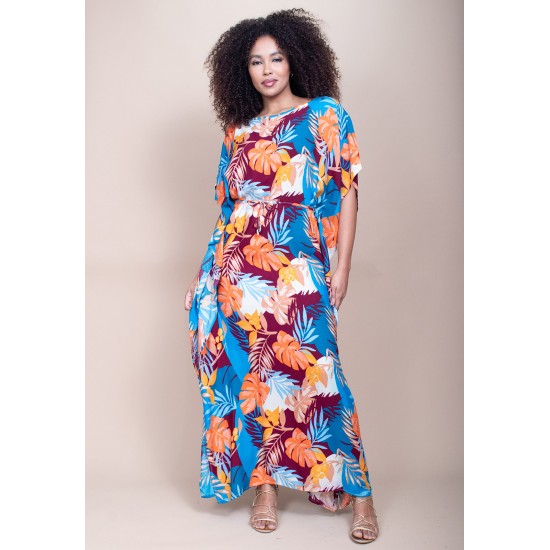 Vestido Kaftan Viscose Longo Estampa Aurora Profunda