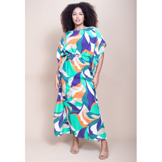 Vestido Kaftan Viscose Longo Estampa Brisa do Mar