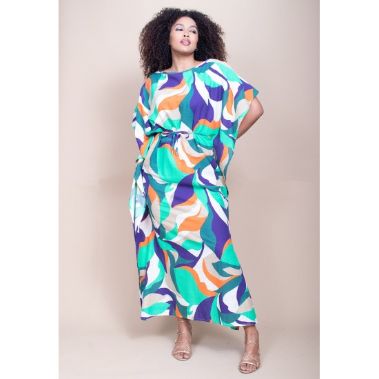 Vestido Kaftan Viscose Longo Estampa Brisa do Mar