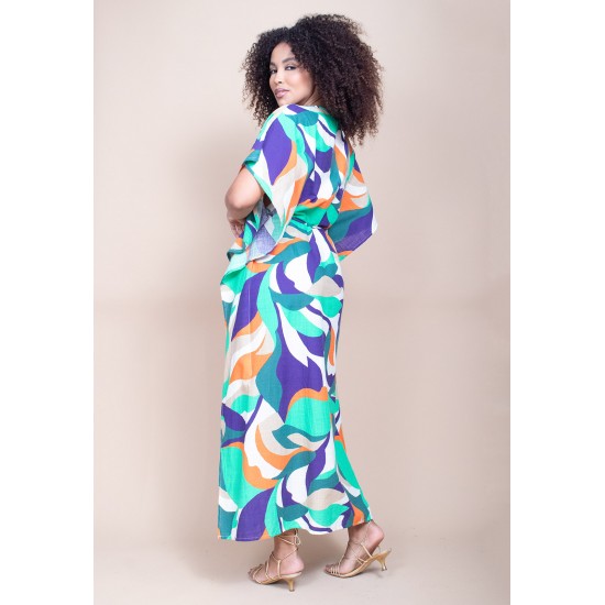 Vestido Kaftan Viscose Longo Estampa Brisa do Mar