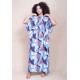 Vestido Kaftan Viscose Longo Estampa Jardim Celeste