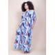 Vestido Kaftan Viscose Longo Estampa Jardim Celeste