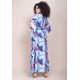 Vestido Kaftan Viscose Longo Estampa Jardim Celeste