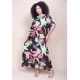 Vestido Kaftan Viscose Longo Estampa Noite Botânica