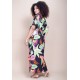 Vestido Kaftan Viscose Longo Estampa Noite Botânica