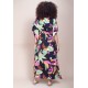 Vestido Kaftan Viscose Longo Estampa Noite Botânica