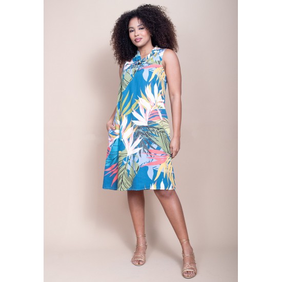 Vestido Midi Viscose Regata Piaf Brisa Botânica