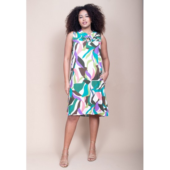 Vestido Midi Viscose Regata Piaf Encanto Botânico