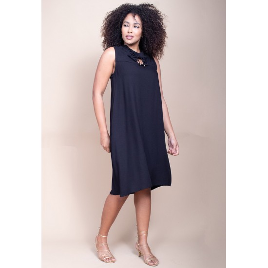 Vestido Midi Viscose Regata Piaf Preto