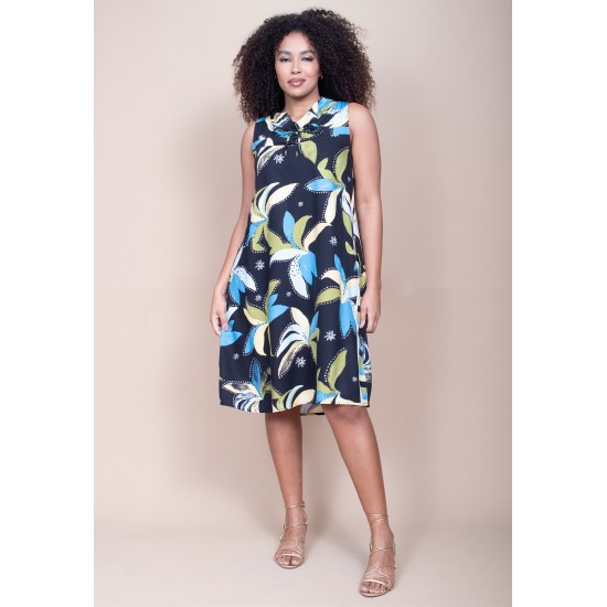 Vestido Midi Viscose Regata Piaf Jardim Noturno