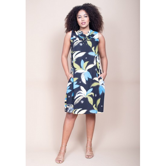 Vestido Midi Viscose Regata Piaf Jardim Noturno