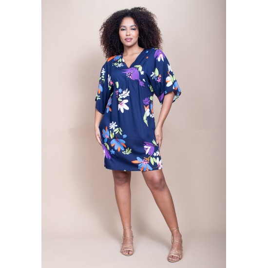 Vestido Curto Pequi Viscose Festa das Flores Azul