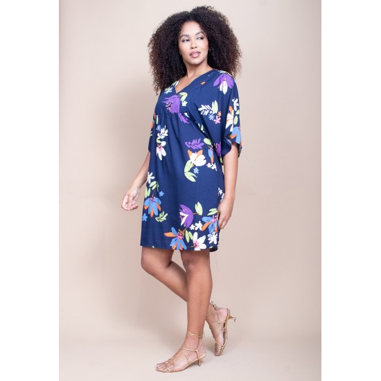 Vestido Curto Pequi Viscose Festa das Flores Azul