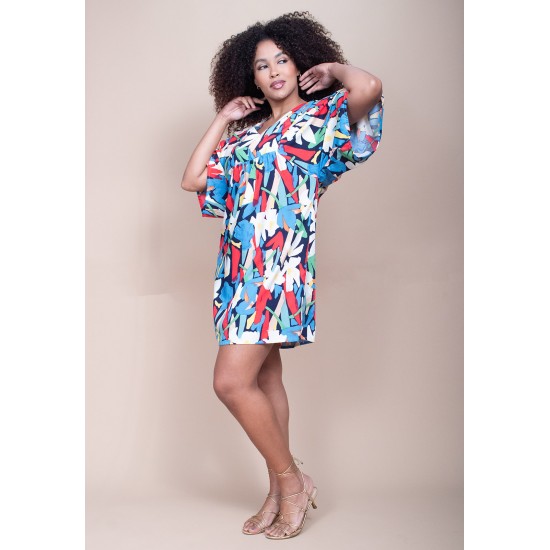 Vestido Curto Pequi Viscose Estampa Floresce