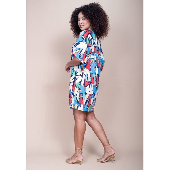 Vestido Curto Pequi Viscose Estampa Floresce