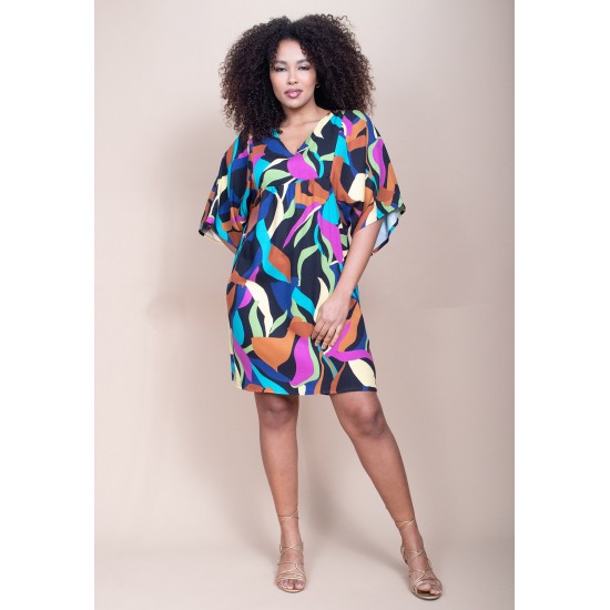 Vestido Curto Pequi Viscose Estampa Aurora Urbana