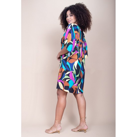 Vestido Curto Pequi Viscose Estampa Aurora Urbana