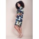 Vestido Curto Pequi Viscose Estampa Jardim Noturno